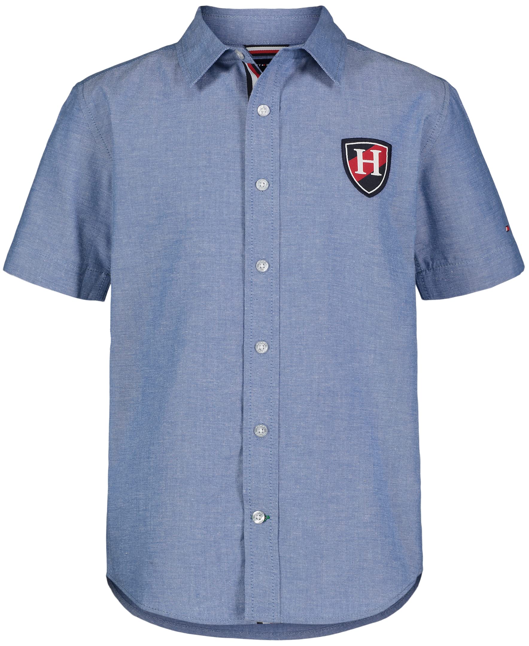Tommy Hilfiger Boy's Short Sleeve Blue Skies Plaid Shirt (Big Kids)